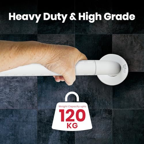Image of AGEasy (Max Group) Anti Slip Grab Bar (18 inches) | Staniless Steel Grab Rail with Nylon Grip | Heavy Duty Safety Handle for Bathroom /Toilet Handrail for Seniors, Handicap & Pregnant Women