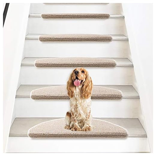 Comme Rug Non-Slip Stair Treads Bullnose Carpet Stair Runners for Wooden Steps Indoor Durable Stair Mat Stair Rug Self Adhesive Stair Cover 9.5 Inch x 26Inch, Set of 13,Beige