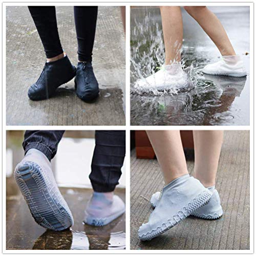 DREAMUS Reusable Silicone Waterproof Shoe Covers, Silicone Shoe Covers with Zipper No-Slip Silicone Rubber Shoe Cover for Kids,Men and Women