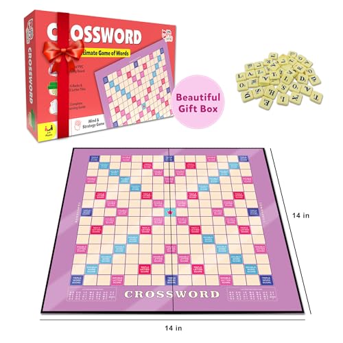 Image of Crossword Board Game for Kids & Adults | Ultimate English Word Building Game for All Ages | Multiplayer Educational Vocabulary Builder Game Set | Big Size Learning Word Puzzle Game Toys