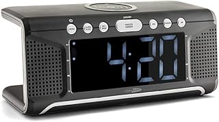 Caliber Radio wecker - Doppelter Alarm - mit FM-Radio - Dimmbarer LED-Anzeige - mit Wireless Charger - Qi-Technologie - Schwarz - 218 x 88 x 94 mm