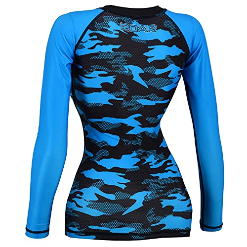 ROAR MMA Grappling Rash Guard BJJ Training No Gi UFC Fight Gear Long Sleeve Shirt (PF Blue, Medium)4