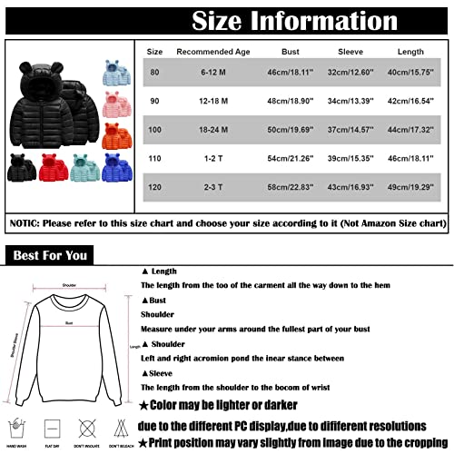 Jjhaevdy Baby Boys Girls Puffer Jacket Winter Warm Fleece Padded Jacket Bear Ears Hooded Coat Lightweight Outer Clothing #TOP2
