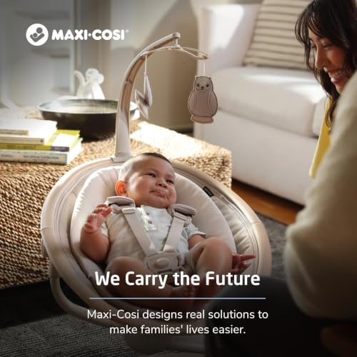 Maxi-Cosi Cassia Electric Baby Swing with Music - Classic Oat | 360-Degree Seat Rotation, 5 Swing Speeds & 12 Melodies; Motion Sensor Activation & 2 Recline Positions - image 9