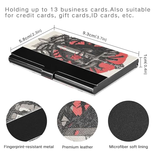 KLL Dark Style Daggers and Human Heart Black and Red Slim Business Card Holder Organizer with Leather & Stainless Steel Name Card Holder for Business Meeting Use portatarjetas para Hombre3