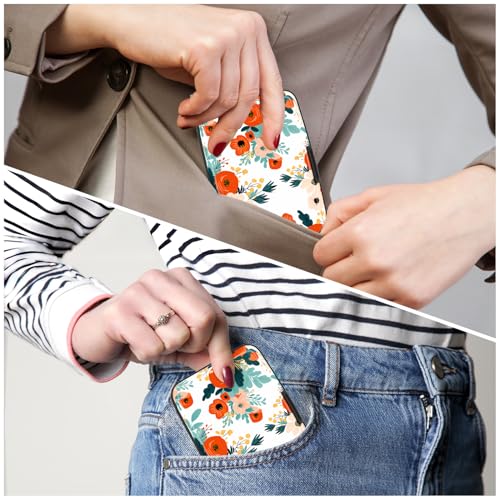Image of Card Holder Credit Cards Holder for Women RFID wallet women Business Card Holder Wallet Mini Aluminum Card Wallet RFID Blocking Slim Metal Hard Card for Women, Brightly Colored Flowers