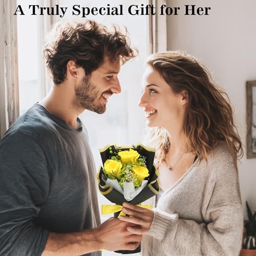 Image of Flower Bouquet Gifts for Women, Flowers for Delivery Prime, Preserved Roses Flower Gifts for Women, Valentines Flowers, Mom Gifts from Daughter Son, Birthday Gifts, Real Roses,Yellow Roses