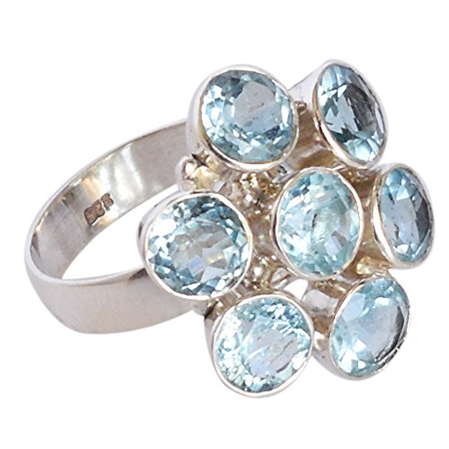 Bague topaze bleue argent 925 bijou bohème fait main