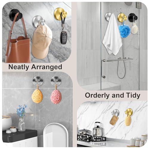 Herda Suction Cup Hooks for Shower Stainless Steel Suction Wreath Hanger for Glass Door No-Drill Removable and Reusable Suction Cup Hook for Loofah, Towel, Bathrobe, Holds Up to 15 Lbs - 4Pack, Silver - Image 6