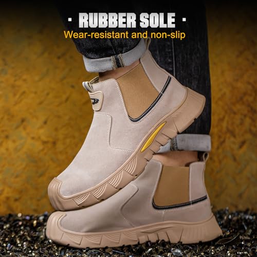 Hogent Welding Work Boots for Men Slip on Steel Toe Shoes for Men Soft Comfortable Safety Boots Mens Work Boots Indestructible Puncture Proof Construction Boots for Men Safety Toe Footwear for Welder4