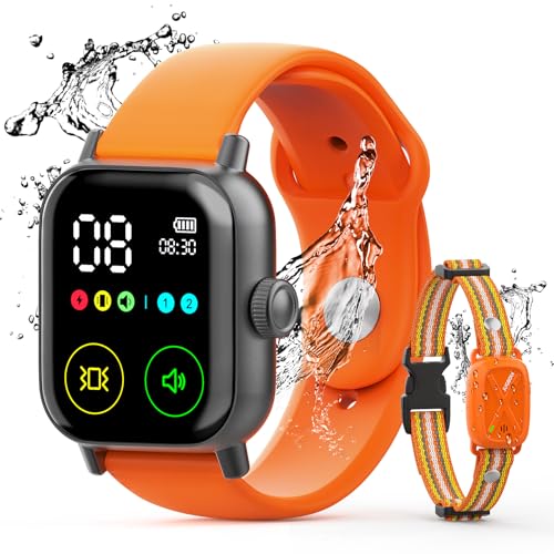 Jugbow Dog Training Collar with Watch-Style Remote, 3300FT Waterproof IPX7 E-Collar, IPX7 Hand-Free Remote 24H Time Display, Electric Vibration Beep Collars for 10-120 lb Small Medium Large Dogs