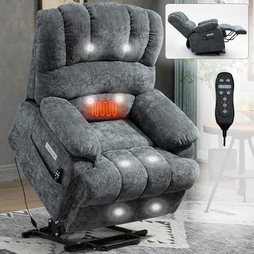 Sillón eléctrico reclinable con masaje y calefacción