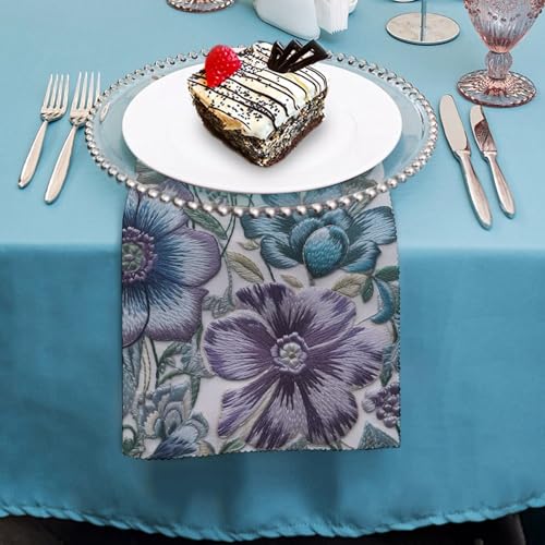 Servilletas de Tela Florales Azules y Moradas Cuadradas 47.5 cm miniatura 4