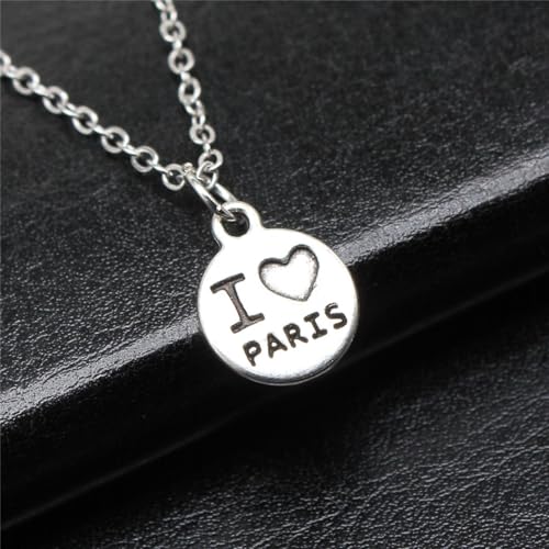 Colliers argentés anciens I Love Paris 12x12mm maille courte chic - 4