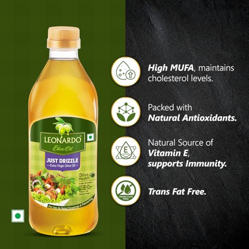 Image of Leonardo Extra Virgin Olive Oil, 500 ml Bottle | Premium Cold Pressed | From Italy | Made With 150+ Years of Expertise | Cholesterol & Trans Fat-Free, Rich In Antioxidants | High MUFA | Perfect For Salads, Breads, Pizza, Pasta & Grilling.
