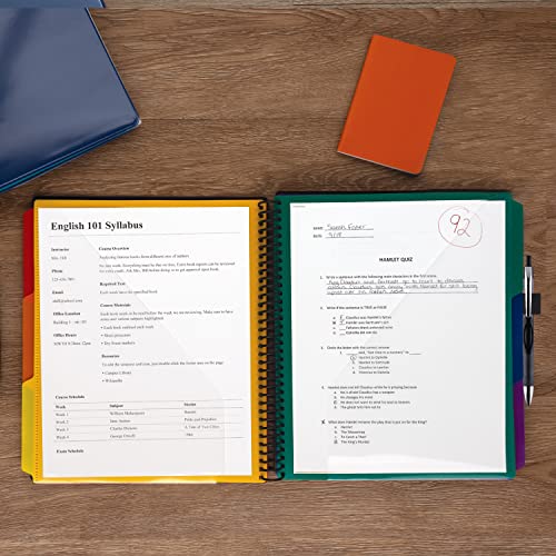 Image of Samsill 2 Pack Deluxe 24 Pocket Spiral Project Organizer with Refillable Notepad, Customizable Front Cover, 12 Dividers with Erasable Write-On Tabs in Assorted Colors, Plastic Folders with Pockets