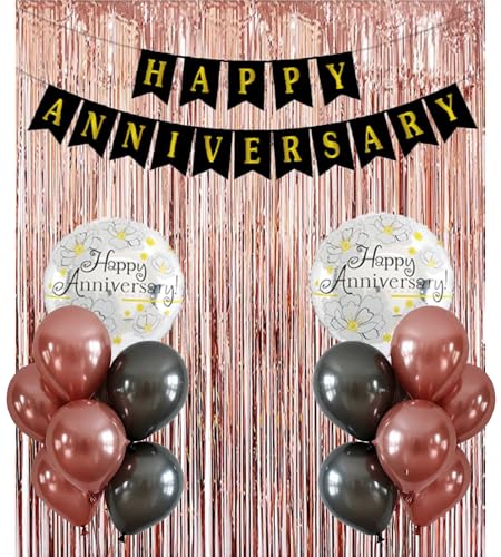 AMFIN® Happy Anniversary Banner/Anniversary Decoration/Rose Gold ...