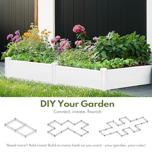 PASAMIC Durable Vinyl Raised Garden Bed, 8x4x1ft Raised Bed for Gardening, Planter Box with Open Bottom, DIY Above Ground Garden Bed for Fruit, Vegetables, Herbs