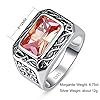 Bonlavie Men's 925 Sterling Silver Rings Emerald Cut Created Morganite and Cubic Zircon Band Size O #3