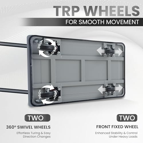 Image of Robustt 200 Kg Heavy-Duty Metal Foldable Platform Trolley (Grey) | Hand Truck with 360 Rotating Wheels & Cushioned Grip | Material Handling Cart for Home, Office, Warehouse & Industrial Use