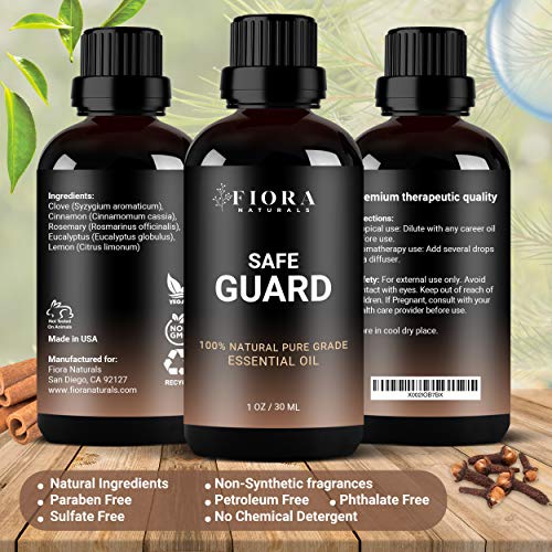 Image of Immunity Essential Oil Blend for Health Shield Aromatherapy with Clove Cinnamon Lemon Rosemary & Eucalyptus Oil - Thieves and Robbers Safeguard Oil - Immune Support Blend - Diffuse or Apply