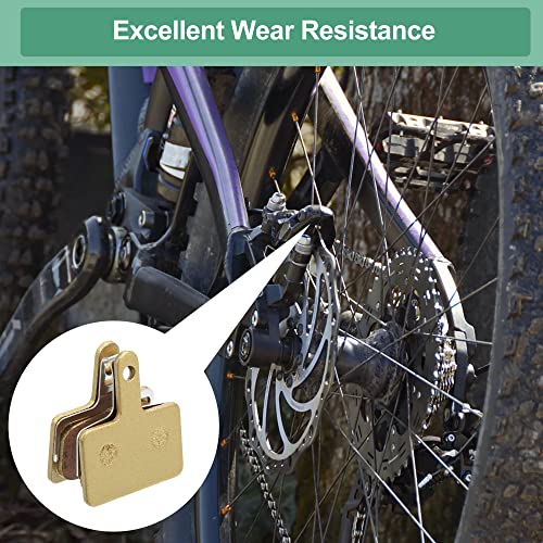 X AUTOHAUX 4 Pair Sintered Metal Disc Bike Brake Pads for Shimano M315 M355, Gold Tone - Image 3