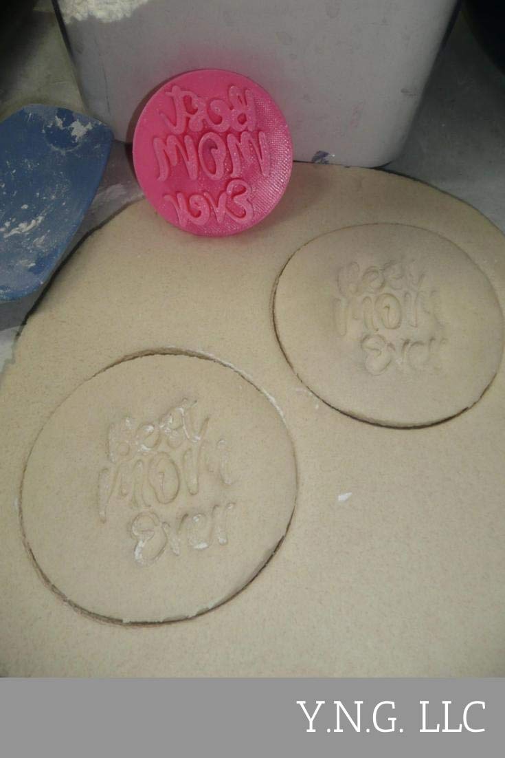 BEST MOM EVER WORDS FANCY SCRIPT FONT MOTHERS DAY COOKIE STAMP EMBOSSER MADE IN USA PR4192