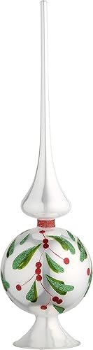 National Tree Company Decoración de cristal para árbol de Navidad, hojas de acebo, colección de Navidad, 15 pulgadas