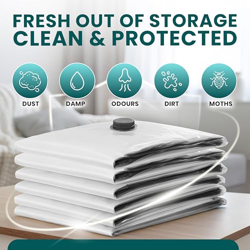 myHodo XXL Vacuum Storage Bags (6 Pack, 80x120 cm) – Extra Large Space Saver Sacs for Bulky Textiles like Duvets, Bedding, Linen & Blankets, Vac Pack for Use with a Hoover, Durable Double Zip Seal
