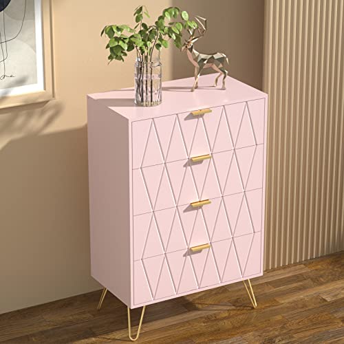 ANBUY 4 Drawer Dresser, Drawer Chest, Tall Storage Dresser Cabinet Organizer Unit with Metal Legs for Bedroom, Living Room, Closet