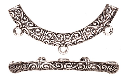 Vine Texture Bent Tube Antique Silver-Plated Slide-Tube Bail fits 6mm
