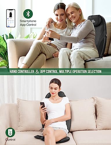 Image of Snailax Back Massager with Heat, Gifts for Men, Women, Electric Deep Tissue Kneading Full Body Massage Chair for Back Pain, Home, Office Use, App Control