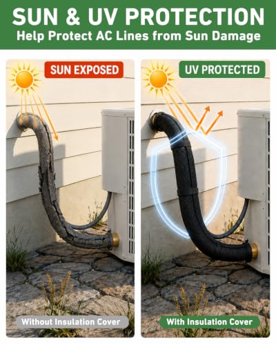 Image of 4 Layers Outdoor AC Line Insulation Pipe Cover 6ft x 10.2in, Cuttable 600D Waterproof Portable AC Hose Insulation Sleeve, Pipe Insulation Wrap for All Season, 1 Pack