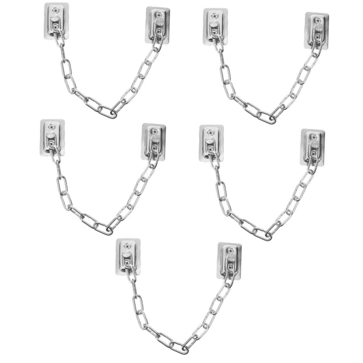 Lurrose 5 Pezzi serratura della finestra catena acciaio inox serratura a catena di sicurezza della porta serrature a catena inossidabili serrature a catena per porte Acciaio inossidabile