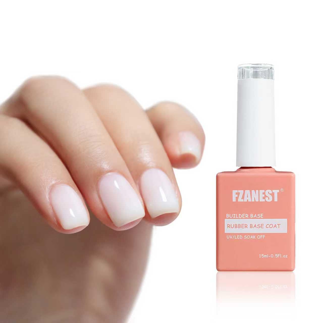 FZANEST Builder Base Gel in a Bottle Milky White Color,Rubber Base Gel For Nails,Nail Strengthen Extension Gel,Elastic Rubber Base Coat UV LED Gel Nail Polish