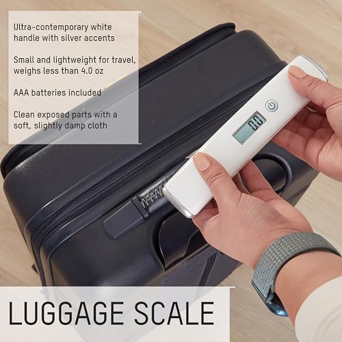 Image of Taylor Digital Luggage Scale, Handheld Travel Scale with Locking Weight Display, Portable Suitcase Scale for Avoiding Overweight Baggage Fees, White, 2 AAA Batteries Included
