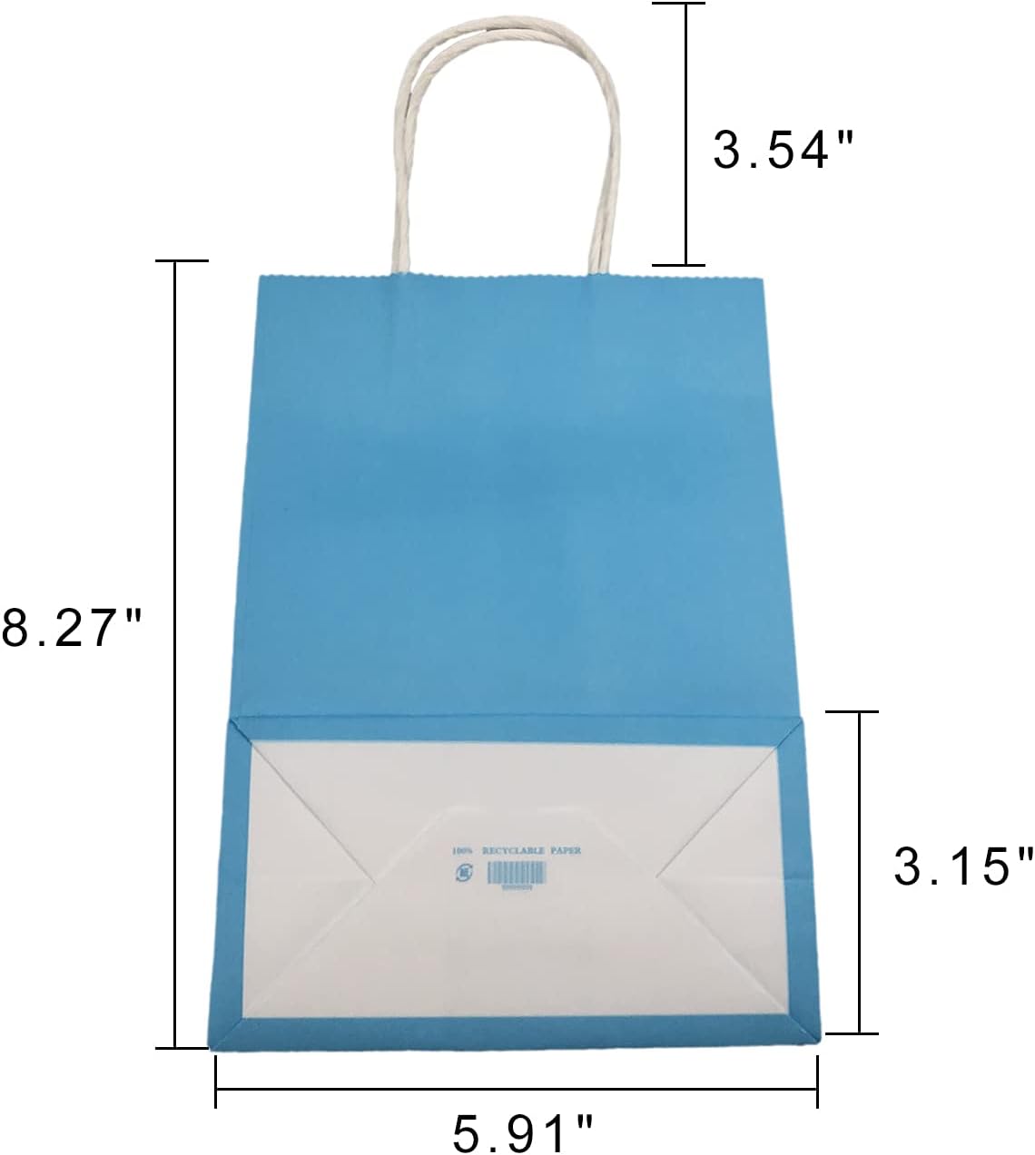 XIFOWE (5.91x3.15x8.27 Inch,100 Pcs Custom Printed Kraft Paper Bags, Sturdy Multi-Purpose Carry-Alls for Shopping, Merchandise, Parties, Gifts, Supermarket & Waste Disposal