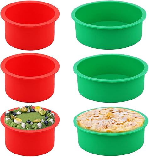 Juego de moldes redondos de silicona, 6 unidades, moldes para hornear de 4 a 6 pulgadas para magdalenas, cupcakes, pastel de capas, pastel de queso,