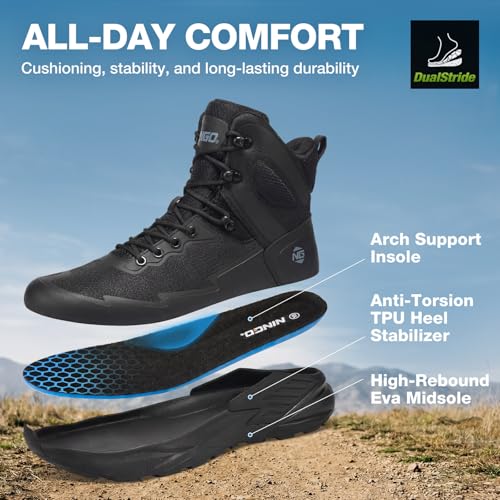 Image of NINGO Men's Military Tactical Waterproof Boots, Lightweight Breathable Work Combat Boots for All Day, Comfortable Non Slip Hiking Shoes for Motorcycle, Army, Jungle, Outdoor, Sport