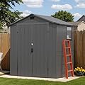 Devoko 6x4 FT Plastic Storage Shed with Floor, Dark Gray