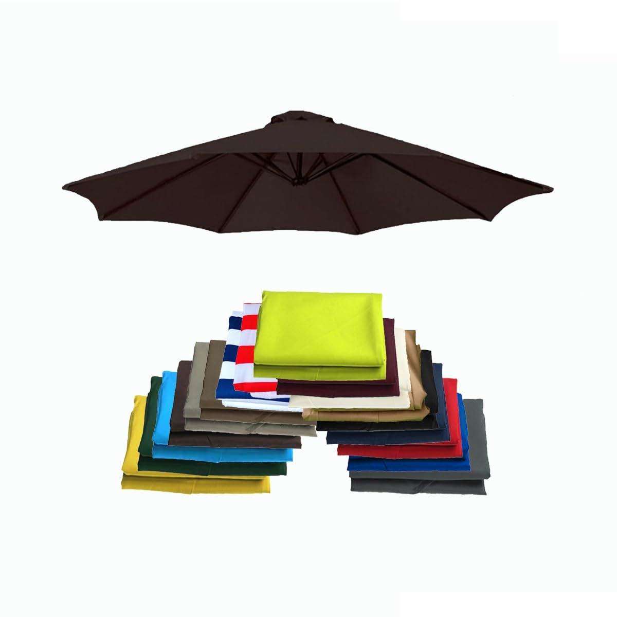 ALDNMBR 6.5ft 7.5ft 9ft 10ft Garden Parasol Replacement Canopy, 6 Ribs 8 Ribs Waterproof Uv Resistant Polyester Outdoor Patio Umbrella Top Cover Coffee 2.7m/9FT-8Ribs