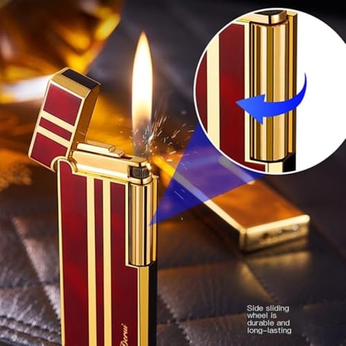 Image of Smoke King Sanji Retro Gas Lighter - Pulley Ignition Lighter, Soft Flame Refillable Lighter, Collection & Gifting (Red)