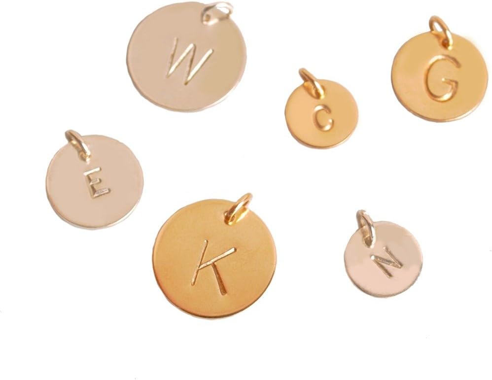 Efy Tal Jewelry Extra Initial, Different Size Charm in Sterling Silver or Gold Filled, Add Custom Initial to Any Necklace (Gold-Filled, 12.7 Millimeters)