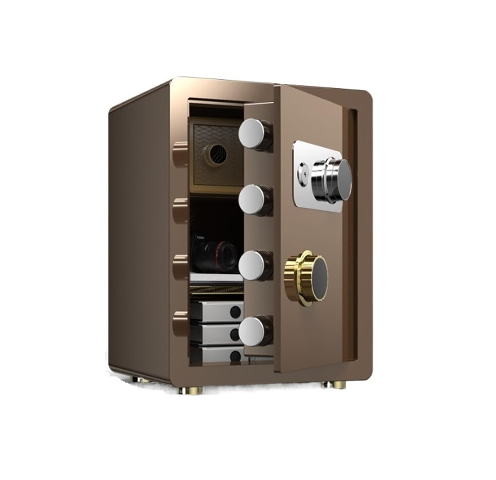 Cassaforte Cassetta di sicurezza domestica Casseforti di sicurezza meccaniche con password con scomparto nascosto, ideali for hotel, uffici domestici Cassetta portavalori(Bruin)