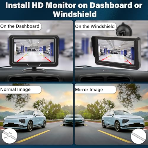 Vtopek AHD 1080P Rückfahrkamera Auto Kit Rückfahrkameras mit 4,3" Monitor 5 Rückfahrlinie IP68 Wasserdicht Nachtsicht Rückfahrkamera Nachrüsten 6M Kabel Rückkamera Einparkhilfe für Wohnmobil LKW RV