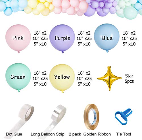 Pastel Latex Balloons 185 Pcs Assorted Macaron Balloons Garland Kit For Baby Shower Wedding Birthday Party Supplies #TOP1
