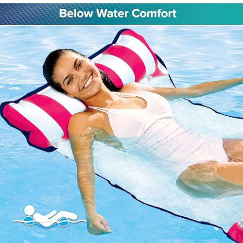 Image of Aqua Original 4-in-1 Monterey Hammock Pool Float & Water Hammock - Multi-Purpose, Inflatable Pool Floats for Adults - Patented Thick, Non-Stick PVC Material - Pink