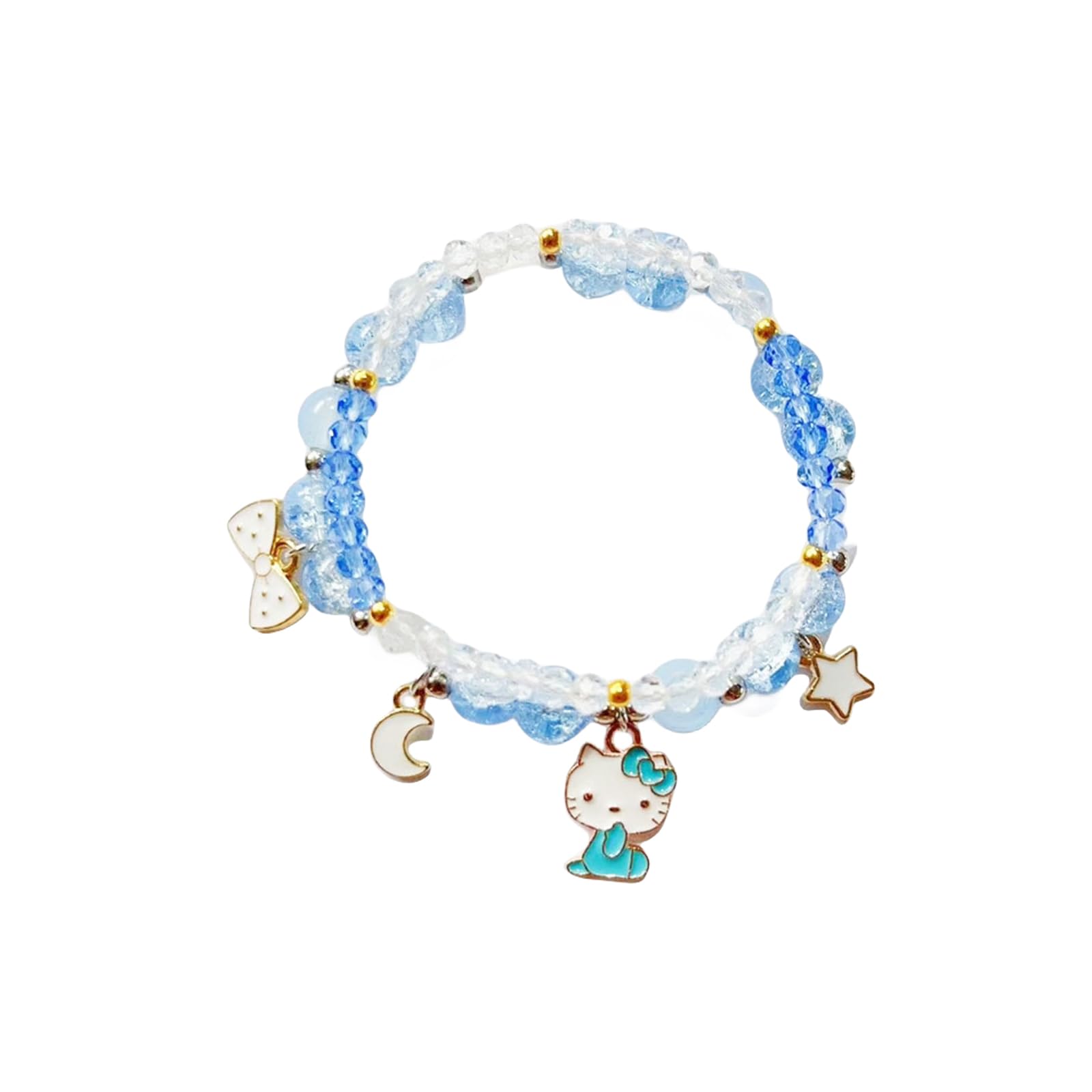 NIQIPOK Crystal Bead Bracelet Cute Cartoon Kawaii Elastic Beaded Bracelets for Women Girls,Kawaii Crystal Beads Anime Relationship Matching Bracelet for Best Bracelets