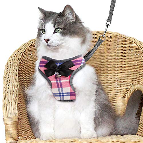 RYPET Small Dog Harness and Leash Set - Dog Harness No Pull Pet Harness with Soft Mesh Nylon Vest for Small Dogs and Cats Pink S - Thumbnail 6