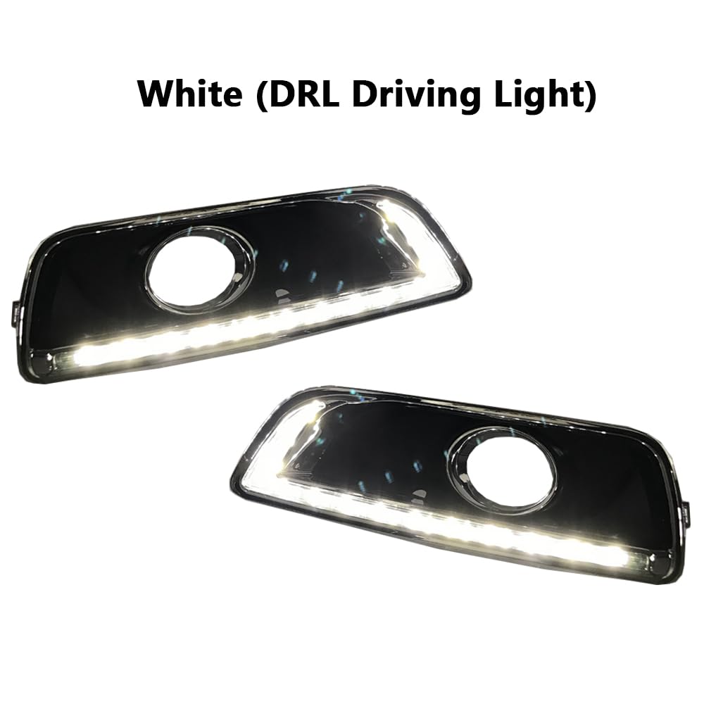 Lampade diurne del Riloer, luci da corsa Daytime LED con luce di guida bianca + segnale dinamico giallo + luce blu, lampada di segnale di curva a LED con 3 modalità di luce